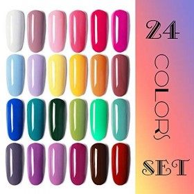 Vishine Vernis Semi permanent Vernis à Ongles Gel UV LED Soak Off 24 coloris Kit Manicure Pour Nail Art 8ml
