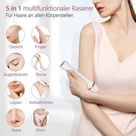Rasoir 5 en 1 pour femme,Pour femme,Bikini,Tondeuse,Rasoir électrique,Pour le visage, les sourcils, les lèvres, le nez, les j
