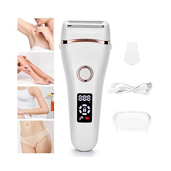 Rasoir électrique sans fil rechargeable pour femme, avec écran LED pour jambes et aisselles violet 