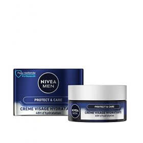 NIVEA MEN Protect & Care Crème Nourrissante Express 1 x 50 ml , Crème hydratante nourrissante pour les peaux sèches, soin vi