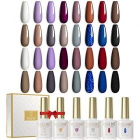 ROSALIND Vernis Semi Permanent Automne 20Pcs Lot Vernis à Ongles Gels Semi-permanents avec Base et Top Coat Matt, UV LED Soak