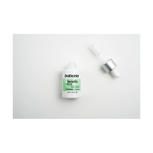 Babaria - sérum facial glycolique formulé avec de lacide glycolique et de la vitamine E, un effet anti-linge, lhydratation 