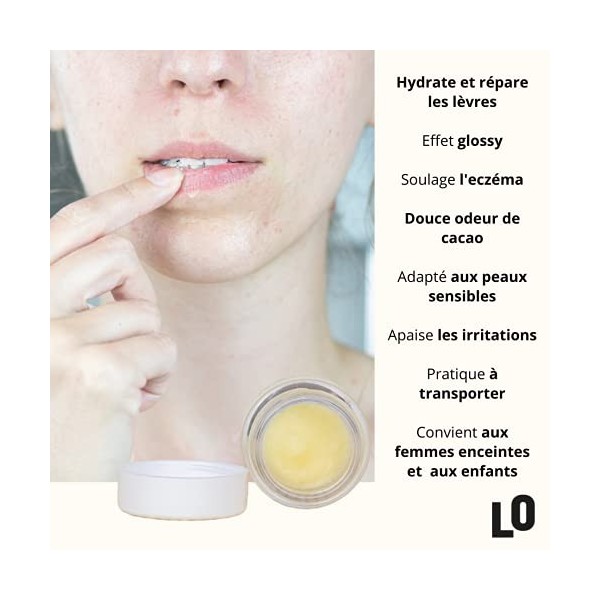 LOOVIA Baume à Lèvres 100% Naturel | Hydratant et Réparateur | Odeur de Cacao Bio