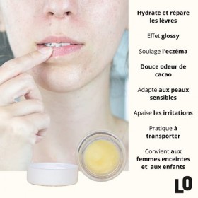 LOOVIA Baume à Lèvres 100% Naturel | Hydratant et Réparateur | Odeur de Cacao Bio