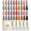 ROSALIND Vernis Semi Permanent Automne 20Pcs Lot Vernis à Ongles Gels Semi-permanents avec Base et Top Coat Matt, UV LED Soak