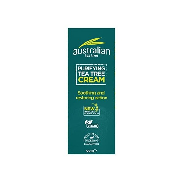 Australian Tea Tree Tea Tree Cream, Purifying, Vegan, Cruelty Free, Paraben & SLS Free, Soothing, Natural, 50ml