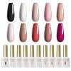 ROSALIND Lot Vernis Semi Permanent Noir Gris Orange Marron 10PCS Vernis à Ongles Gels Semi-permanents 6ml UV LED Soak Off Gel