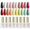 ROSALIND Lot Vernis Semi Permanent Noir Gris Orange Marron 10PCS Vernis à Ongles Gels Semi-permanents 6ml UV LED Soak Off Gel