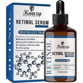 KANZY Retinol Serum 2.5% with Acide Hyaluronique Anti Ride, Anti Age Puissant Rétinol Sérum Visage Bio pour Femme et Homme av
