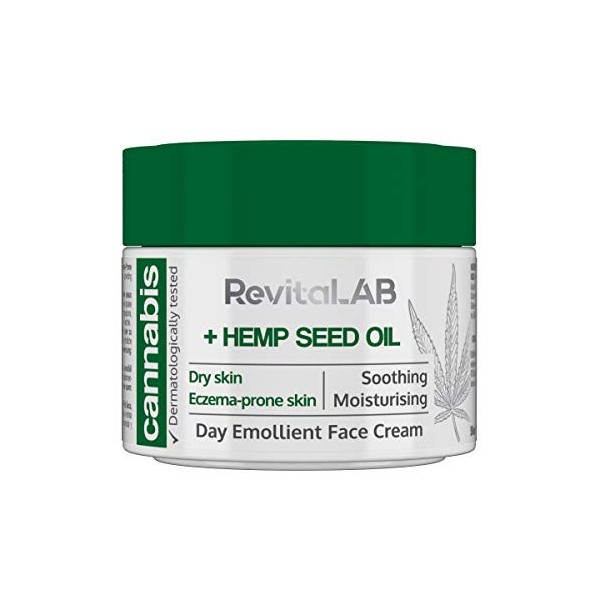 RevitaLAB Cannabis Extract Day Emollient Face Cream with Organic Hemp Seed Oil for Deep Nourishment – Dermatologically-Tested