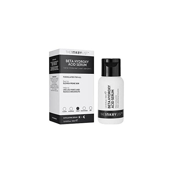 The INKEY List Beta Hydroxy Acid Serum à 2 % dacide salicylique et 1 % dacide hyaluronique pour lutter contre les points no