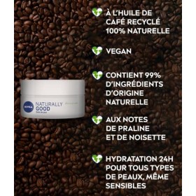 NIVEA NATURALLY GOOD Soin de jour énergisant à l’huile de café recyclé 1 x 50 ml , Crème visage hydratante, Soin naturel à l