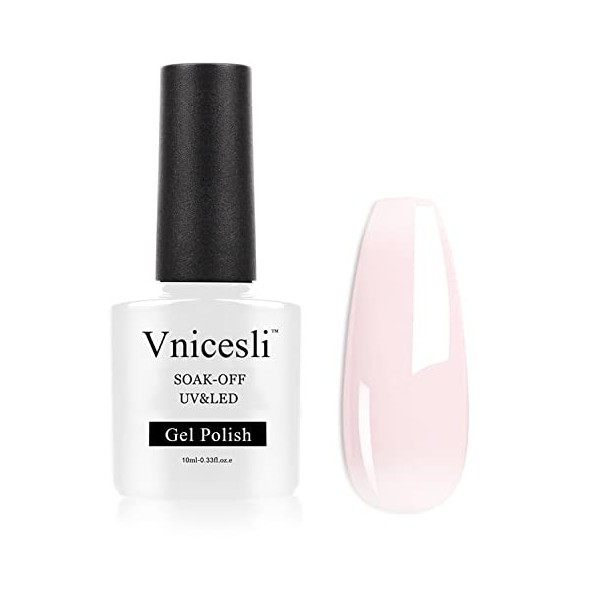 Vnicesli Vernis Semi Permanent Rose, 10ml French Transparent Pink Vernis à Ongles Naturelle Vernis Gel UV Semi Permanent Soak