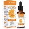 Sérum visage/corps bio à la vitamine C avec acide hyaluronique, 20% de vitamine C et 100% végétalien, rétinol et acides aminé