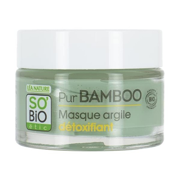 SoBio Étic Masque argile détoxifiant, tous types de peaux, Pur Bamboo 50 ml