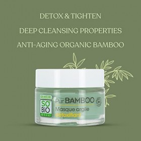 SoBio Étic Masque argile détoxifiant, tous types de peaux, Pur Bamboo 50 ml