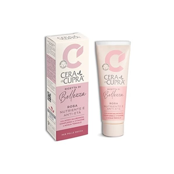 Cera di Cupra Rose Recette de beauté - Nouvelle Formule Crème Visage pour Cuir Secche, Action Nutriante Anti-âge, Avec Huiles