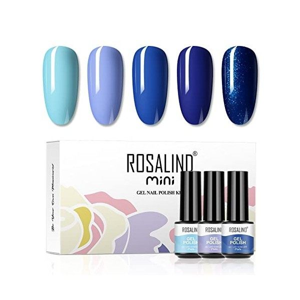 ROSALIND Vernis Semi Permanent Violet 4 Couleurs Mini Vernis à Ongles Gel Semi-permanent,1pcs Base Top Coat Soak Off UV LED G