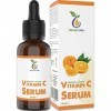 BIO Sérum Vitamine C avec acide hyaluronique 50ml, vegan - hautement dosé avec 20% de vitamine C - gel anti-âge avec huile de