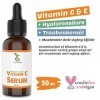 BIO Sérum Vitamine C avec acide hyaluronique 50ml, vegan - hautement dosé avec 20% de vitamine C - gel anti-âge avec huile de