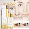 Sérum 24k Gold, Serum Acide Hyaluronique, Anti-Vieillissement Essence, pour le Visage Hydratant Nourrissant Uniforme Peau Lif