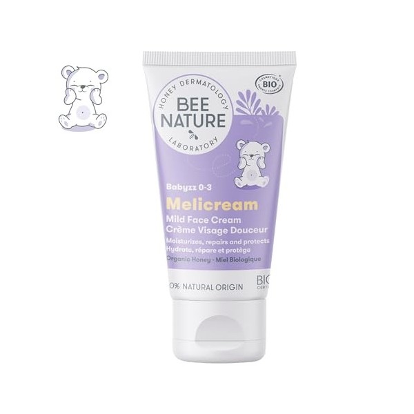 Bee Nature - Crème Visage Bébé - Certifié BIO - Soulager Eczéma - 100% Naturelle - YUKA 100/100 - Douceur Réparation Miellé C