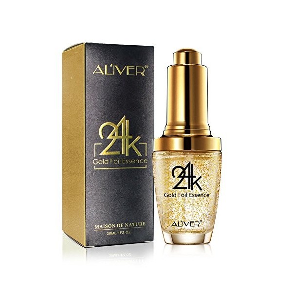 Sérum hydratant pour le visage et les yeux, 24K Gold Essence Traitement anti-rides hydratant et raffermissant pour les femmes