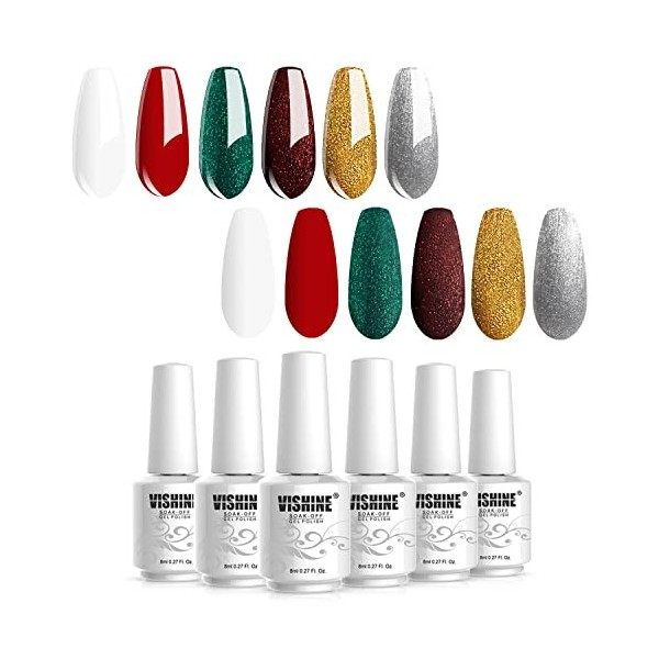 Vishine Lot de 12 Vernis Semi permanent Vernis à Ongles 11 Couleurs Nu Brun Gris UV LED Gel Soak Off avec Matte Top Coat Mani