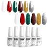 Vishine Lot de 12 Vernis Semi permanent Vernis à Ongles 11 Couleurs Nu Brun Gris UV LED Gel Soak Off avec Matte Top Coat Mani