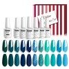 Vishine Lot de 12 Vernis Semi permanent Vernis à Ongles 11 Couleurs Nu Brun Gris UV LED Gel Soak Off avec Matte Top Coat Mani