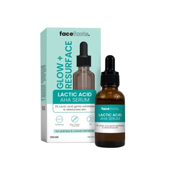 Face Facts Sérum hydratant pour le visage | Peau éclatante et uniforme | Acide lactique | 30 ml