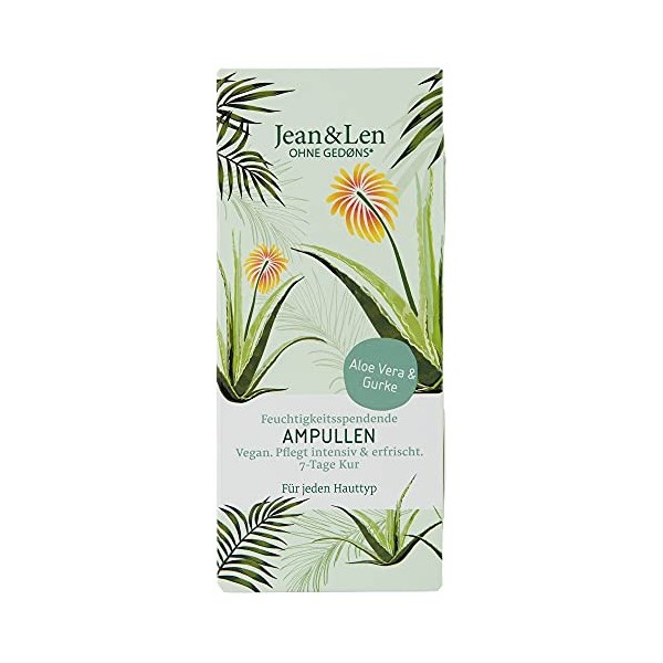 Jean & Len Ampoules hydratantes à laloe vera et au concombre, 7 x 1 ml