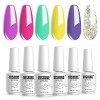 Vishine Lot de 6 Vernis Gel Semi Permanent Pourpre Violet Couleurs Soak Off UV LED Vernis à Ongles Gel Nail Polish Nail Gift 