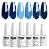 Vishine Lot de 6 Vernis Gel Semi Permanent Pourpre Violet Couleurs Soak Off UV LED Vernis à Ongles Gel Nail Polish Nail Gift 