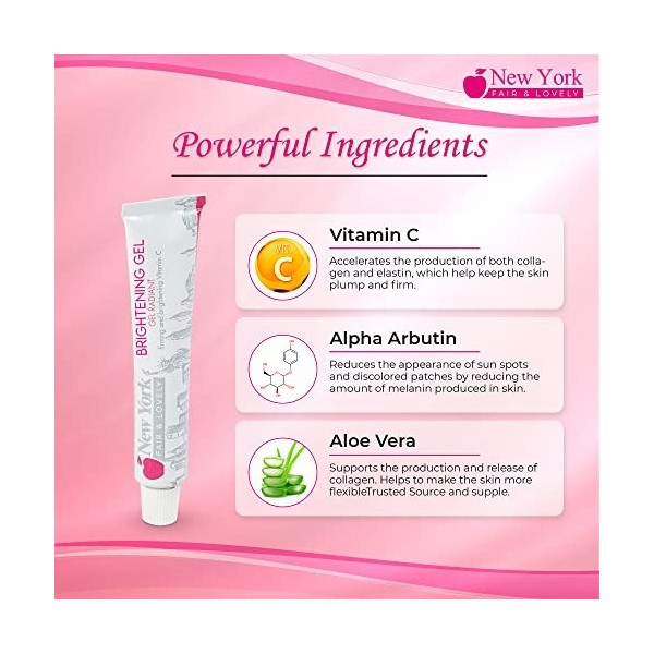 New York Fair & Lovely, Skin Brightening Gel – 1 fl oz / 30g – Formulated to Fade Dark Spots, Uneven Skin Tone, with Alpha Ar