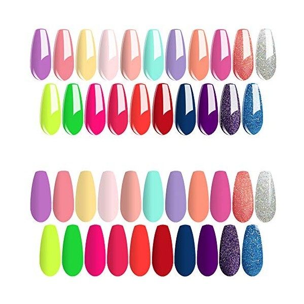 Vishine Vernis Gel Semi Permanent - Lot 24 Vernis à Ongles Gel UV LED Soak Off 21 Couleurs dété Macaron Néon pailleté Top Co