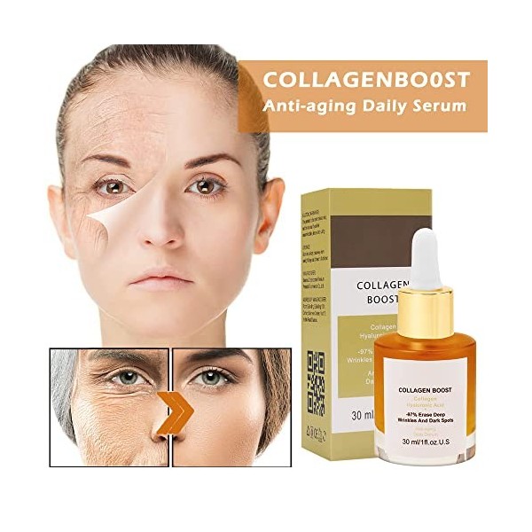 Advanced Collagen Boost Sérum anti-âge, Collagen Boost Serum, Réduit Lapparence Des Rides et Améliore la Fermeté de la Peau,