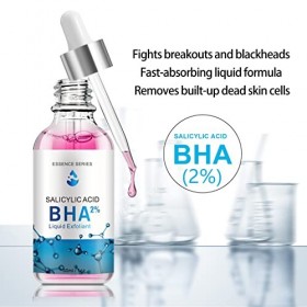 Sérum Acide Salicylique, Sérum Exfoliant 2% BHA pour le Visage, Anti-rides Sérum de Soin de la Peau pour Adoucir les Pores Ob