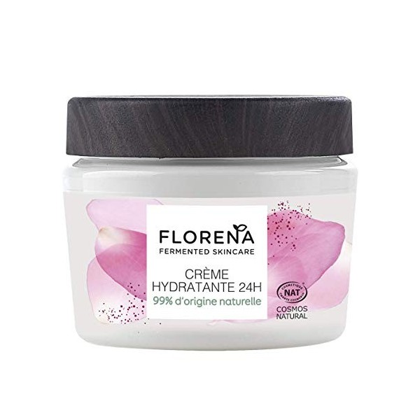 FLORENA Crème Hydratante 24H à l’Huile d’Olive et au Camélia Fermentés 1 x 50 ml , crème visage à la texture légère, soin vi