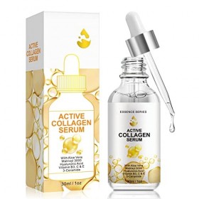 Sérum Visage Collagène, Collagen Serum avec Vitamine C, Niacinamide Acide Hyaluronique pour Stimulant la Production de Collag
