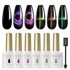 ROSALIND Lot Vernis Semi Permanent Rose Nude Gris Marron Pailleté Rose 6 Couleurs Vernis à Ongles Gels Semi-permanents UV LED