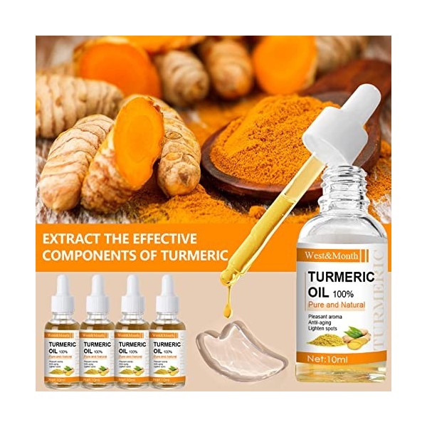 4PCS Turmeric Serum Visage Anti Tache Turmeric Oil Anti Tache Turmeric Sérum Visage Réparateur Au Curcuma Naturel Turmeric Da