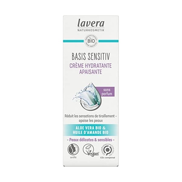 lavera basis sensitiv Crème hydratante apaisante - cosmétiques naturels - végan - Aloe vera bio & Huile damande bio - hydrat