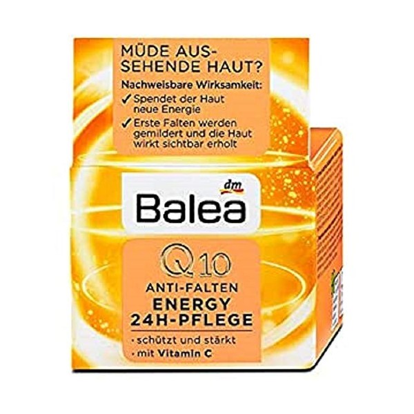 Balea Q10 - Crème de soin anti-rides Energy 24H - 50 ml - Lot de 1