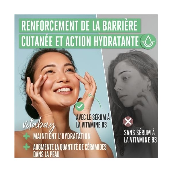 Vitabay Crème anti-âge avec 5% de niacinamide, daloe vera et dacide hyaluronique contre lacné, les rides et les taches de 