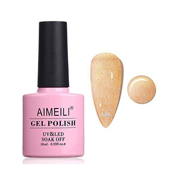 AIMEILI Vernis Semi Permanent Holographique Paillettes 10ml Laser Arc-en-ciel Gel Vernis à Ongles Printemps Été Pailleté UV L