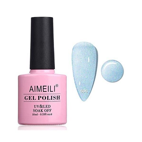 AIMEILI Vernis Semi Permanent Holographique Paillettes 10ml Laser Arc-en-ciel Gel Vernis à Ongles Printemps Été Pailleté UV L