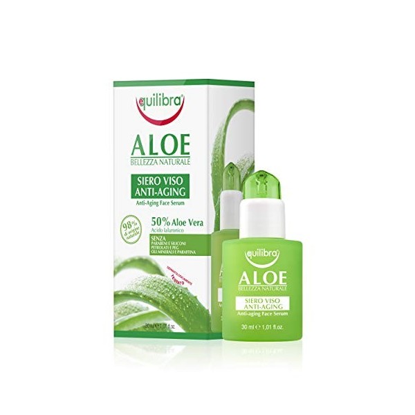 Equilibra Vis, Aloe Sérum Visage Anti-Aging, Sérum Visage Anti-rides à Base dAloe Vera pour Poils Sensibles, Lissage et Illu