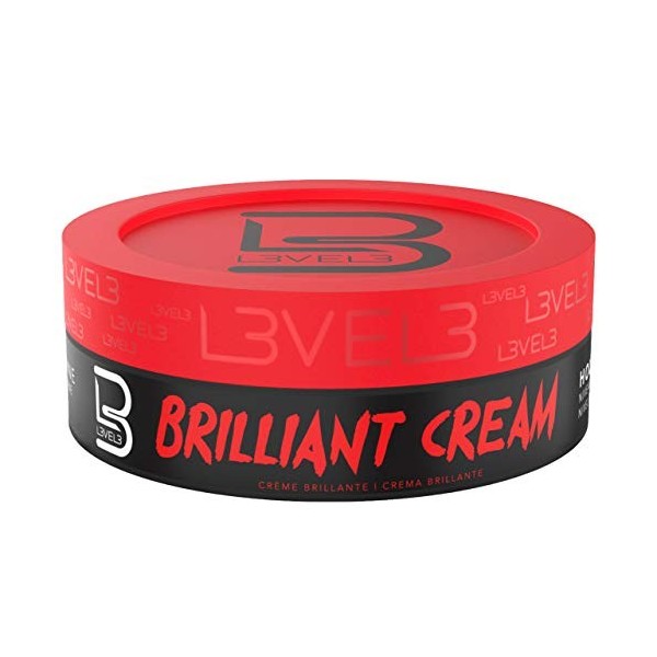 L3VEL3 Brilliant Cream - Soft, Medium Hold - Improves Hair Texture and Shine - Gives Hair a Sleek Look - Leaves No Visible Re