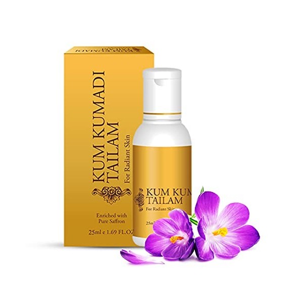 SWERA Ayurveda - Formule naturelle et pure à lhuile de kumkumadi pour le visage et la peau - Contrôle lacné, la rosacée et 